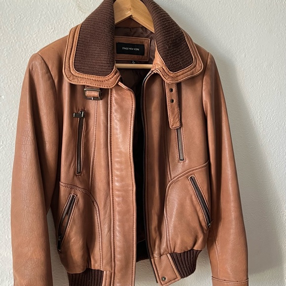 Jones New York Jackets & Coats Carmel Leather Bomber Jacket Poshmark
